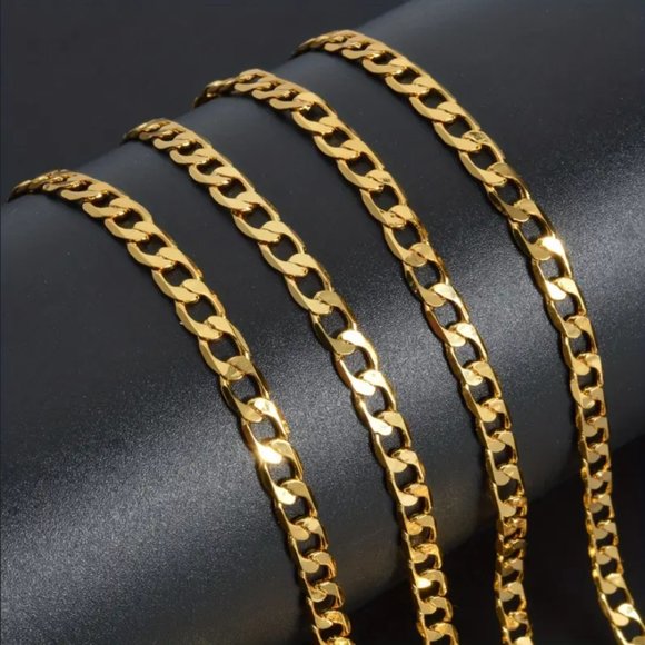 Mens 18K Gold Cuban Chain Link Necklace 22" Guys Silver Stamped Jewelry 22 inch - Picture 7 of 9